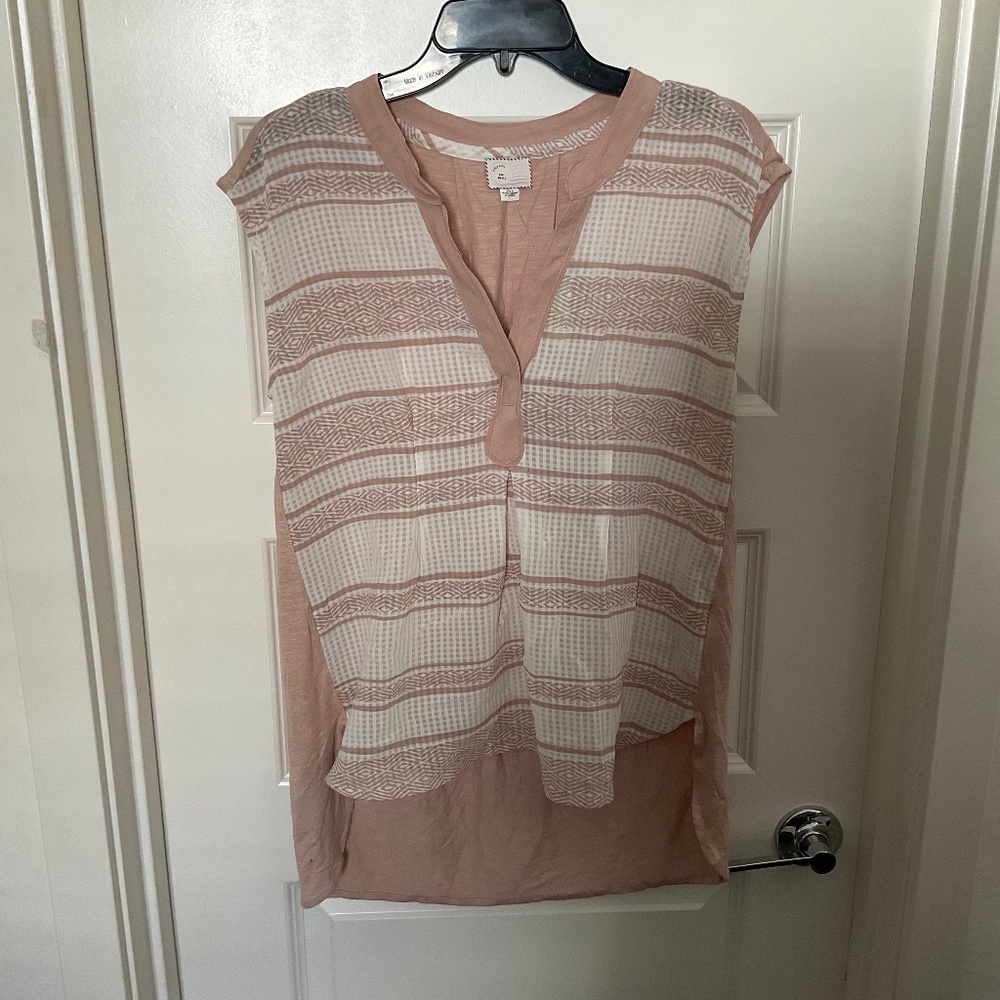 Anthropologie Postmark Boho Printed High/Low Blouse‎ - Size Small